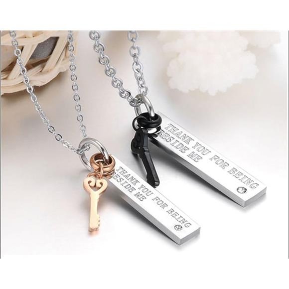 Matching Necklace For Couples Titanium Promise Love Stainless Steel Pendant - Picture 2 of 7